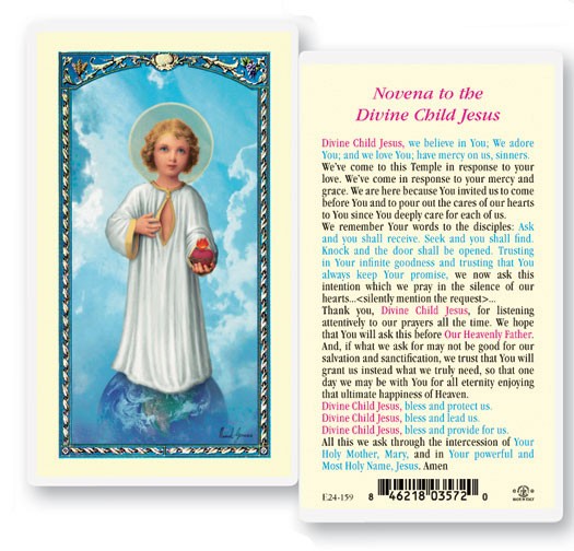 Novena To The Divine Child Laminated Prayer Card - 25 Cards Per Pack .80 per card