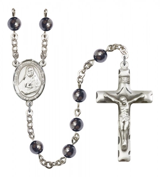 Men's St. Rose Philippine Duchesne Silver Plated Rosary - Gray