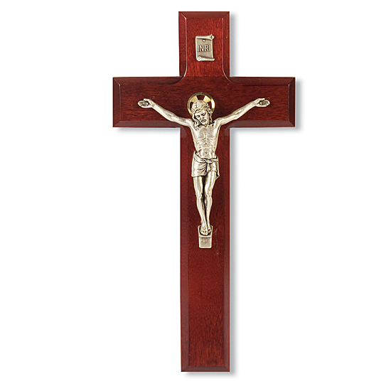 Dark Cherry Wood Crucifix - 9 inch - Cherry Wood
