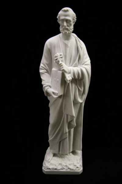 Saint Peter Statue White Marble Composite - 24.5 inch - White