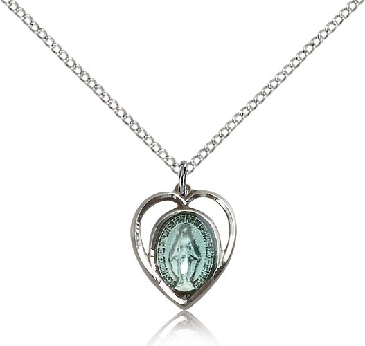 Heart Shaped Miraculous Pendant - Silver | Blue
