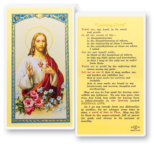 Learning Christ Sacred Heart of Jesus Laminated Prayer Card - 25 Cards Per Pack .80 per card
