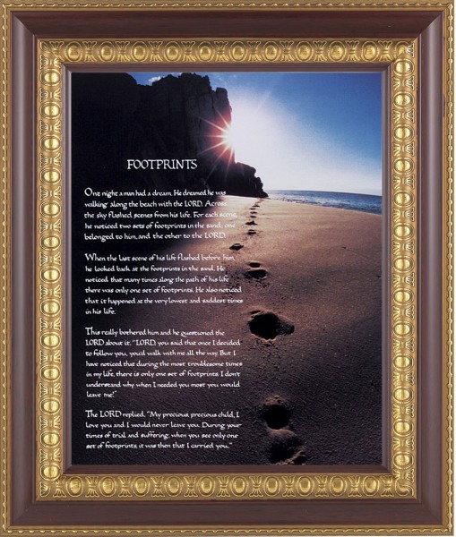 Footprints Prayer 8x10 Framed Print Under Glass - #126 Frame