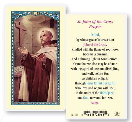 St. John of The Cross Laminated Prayer Card - 25 Cards Per Pack .80 per card