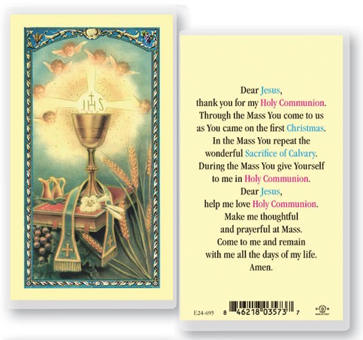 First Communion Laminated Prayer Card - 25 Cards Per Pack .80 per card