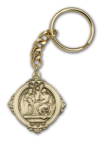 Holy Family Keychain - Antique Gold