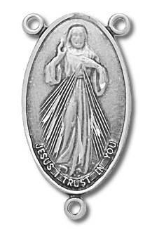 Sterling Silver Sacred Heart Rosary Centerpiece - Sterling Silver