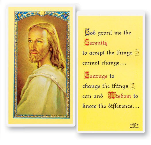 Serenity Prayer with Head of Christ Laminated Prayer Card - 25 Cards Per Pack .80 per card