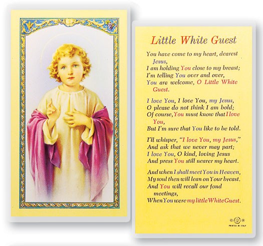 Little White Guest Christ Child Laminated Prayer Card - 25 Cards Per Pack .80 per card
