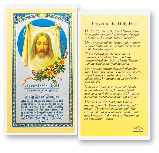 Prayer To The Holy Face Laminated Prayer Card - 25 Cards Per Pack .80 per card