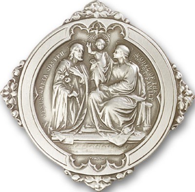 Holy Family Visor Clip - Antique Silver