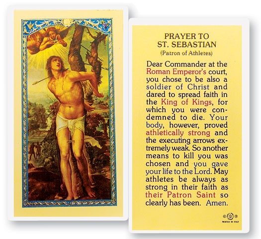 Prayer To St. Sebastian Laminated Prayer Card - 25 Cards Per Pack .80 per card