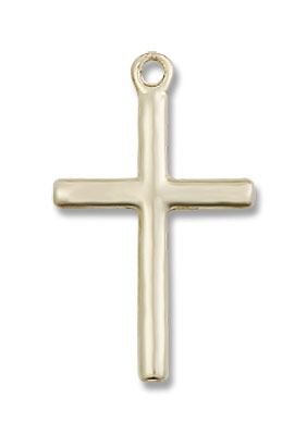 Women's Simple Cross Pendant - 14K Solid Gold