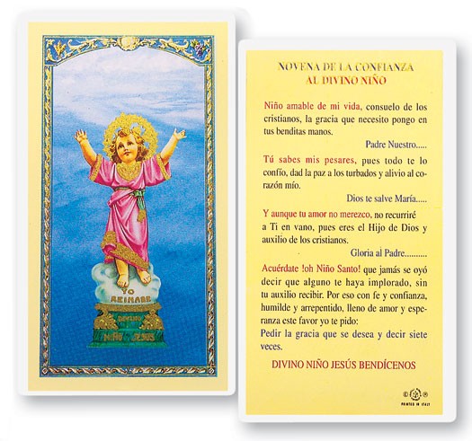 Divino Nino Novena Confianza Laminated Spanish Prayer Card - 25 Cards Per Pack .80 per card