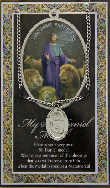 St. Daniel Medal in Pewter with Bi-Fold Prayer Card - Silver tone