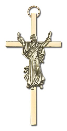 Risen Christ Wall Crucifix  4&quot; - Gold Tone
