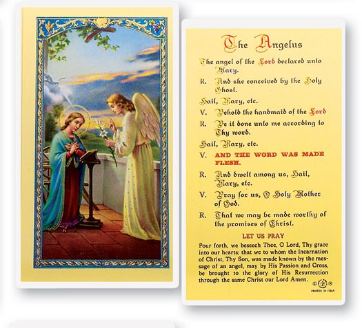 Angelus Prayer, Annunciation Laminated Prayer Card - 25 Cards Per Pack .80 per card