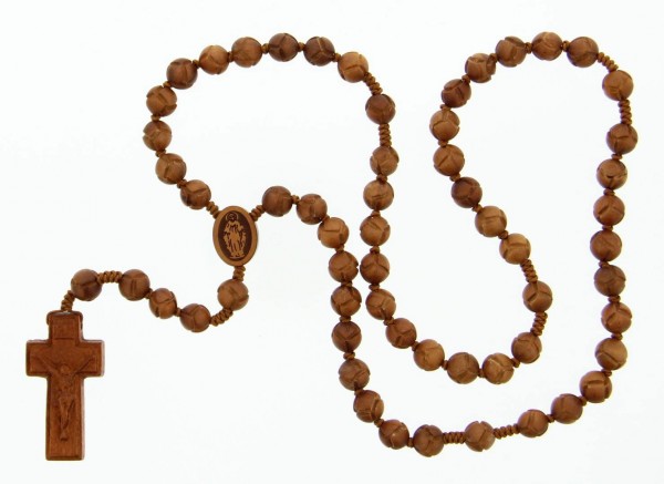 Jujube Wood 5 Decade Rosary - 10mm - Light Brown