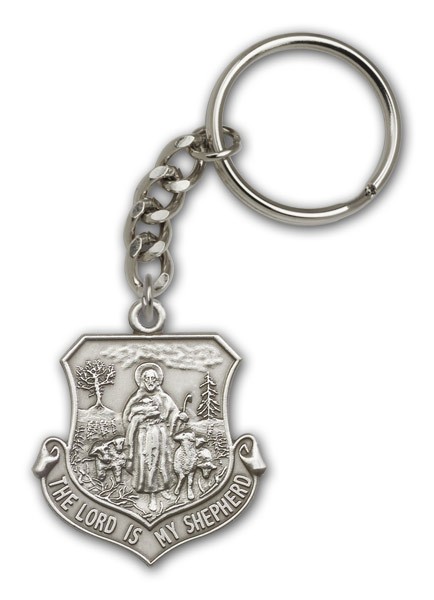 Lord Is My Shepherd Keychain - Antique Silver