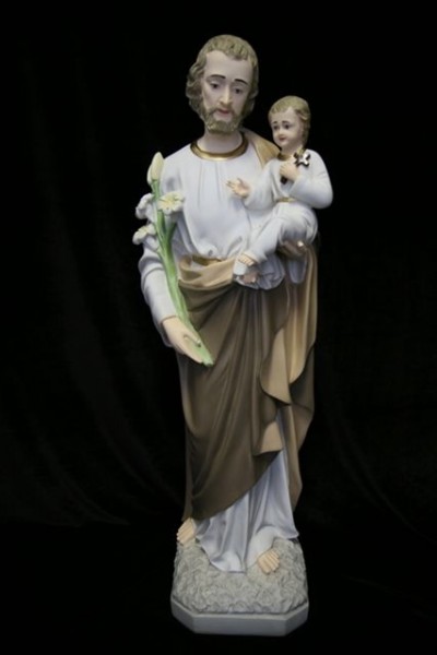 Saint Joseph with Child Statue Hand Painted - 33 inch - Multi-Color