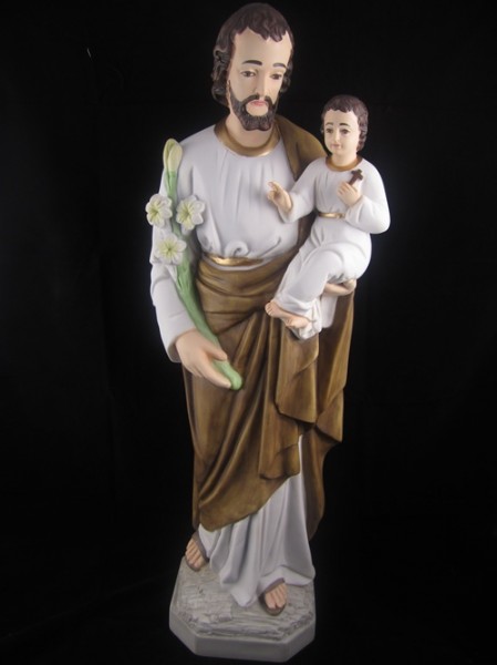 Saint Joseph with Child Statue Hand Painted Marble Composite - 25.75 inch - Full Color