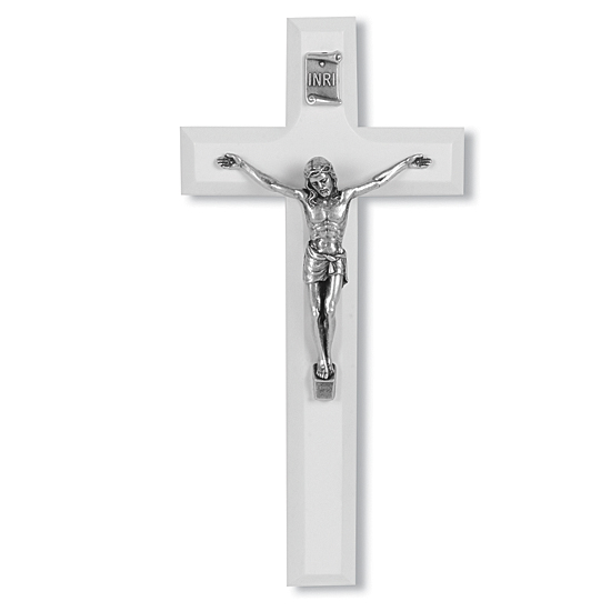 White Wood Crucifix - 7 inch - White