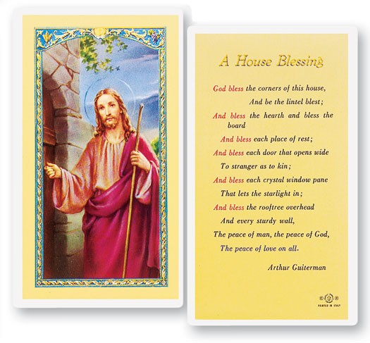 A House Blessing, Christ Knock Laminated Prayer Card - 25 Cards Per Pack .80 per card