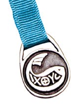 Fish Symbol Bookmark - 12 Ribbon Colors Available - Aqua