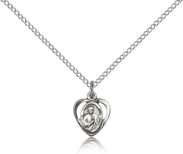 Petite Saint Jude Medal Heart Shaped - Sterling Silver