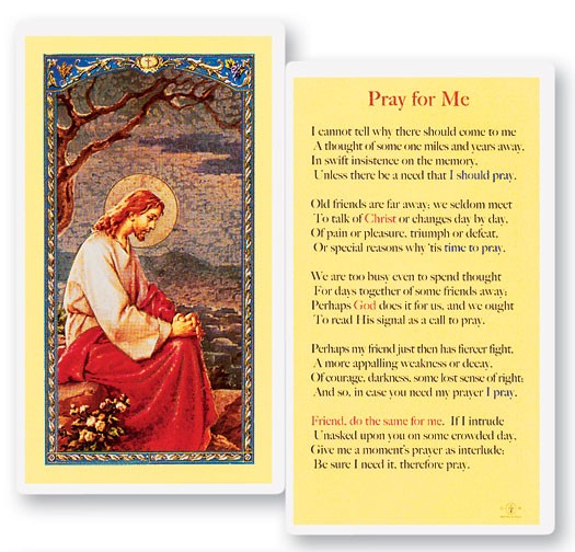 Pray For Me Laminated Prayer Card - 25 Cards Per Pack .80 per card