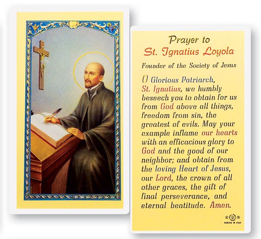 St. Ignatius Loyola Laminated Prayer Card - 25 Cards Per Pack .80 per card