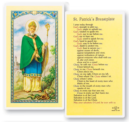 St. Patrick Breastplate Laminated Prayer Card - 25 Cards Per Pack .80 per card