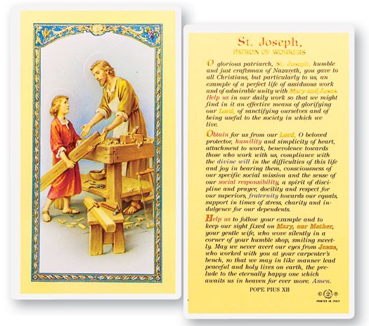 Daily Prayer To St. Joseph Laminated Prayer Card - 25 Cards Per Pack .80 per card
