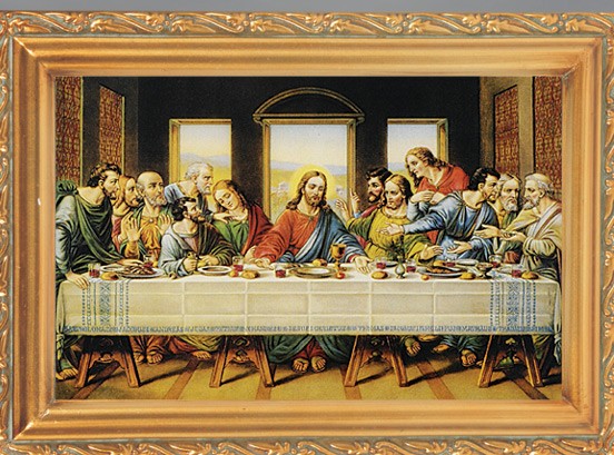 Last Supper Antique Gold Framed Print - Full Color