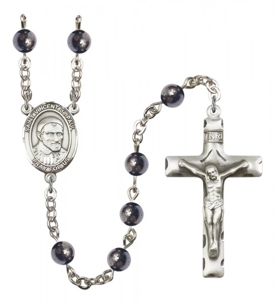 Men's St. Vincent de Paul Silver Plated Rosary - Gray