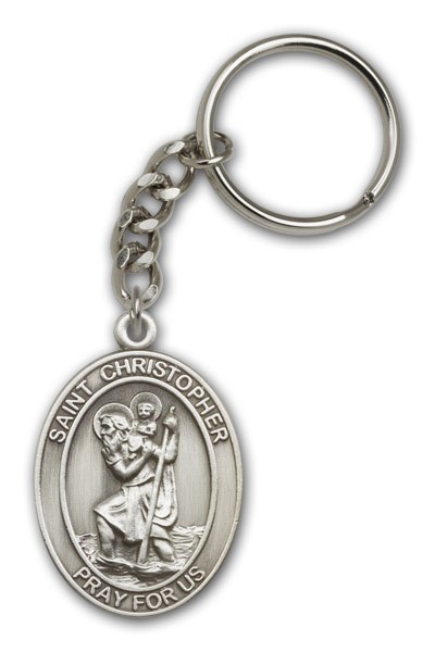 St. Christopher Keychain - Antique Silver