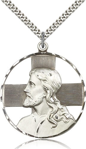 Large Christ Head Medal - Sterling Silver