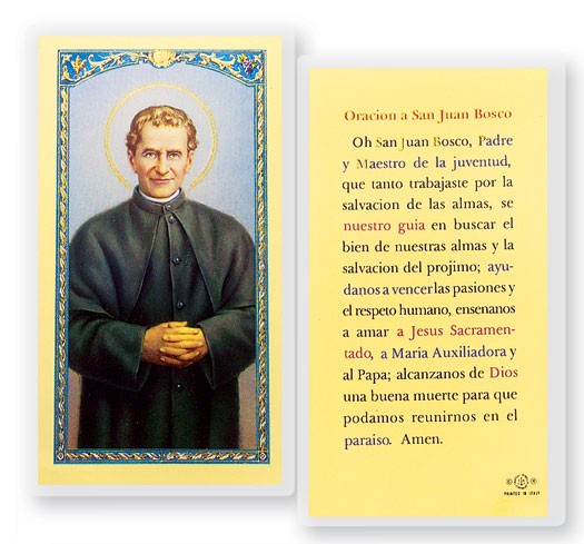 Oracion A San Juan Bosco Laminated Spanish Prayer Card - 25 Cards Per Pack .80 per card