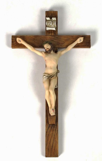 Hand Painted Resin Wall Crucifix - 10 Inches - Multi-Color