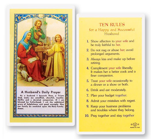 A Husband's Daily Laminated Prayer Card - 25 Cards Per Pack .80 per card