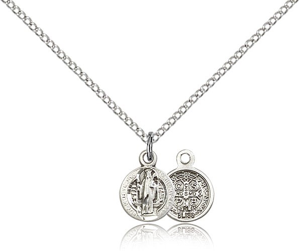 Petite Round St. Benedict Medal - Sterling Silver