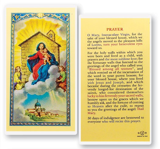 Our Lady of Loreto House Laminated Prayer Card - 25 Cards Per Pack .80 per card