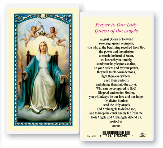 Our Lady Queen of The Angels Laminated Prayer Card - 25 Cards Per Pack .80 per card