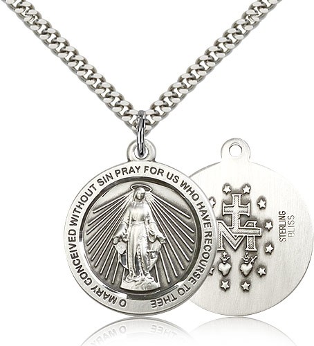Rays of Light Miraculous Medal Necklace - Sterling Silver