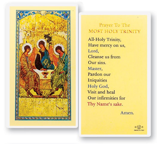 Prayer To Most Holy Trinity Laminated Prayer Card - 25 Cards Per Pack .80 per card