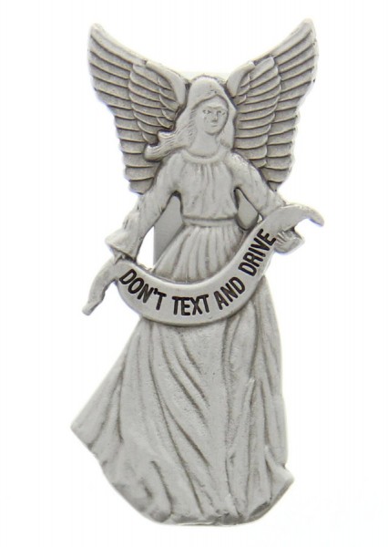 Don't Text and Drive Guardian Angel Visor Clip, Pewter - 2 3/4&quot;H - Silver