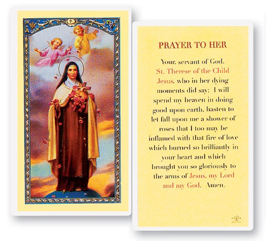 Prayer To Her, St. Therese Laminated Prayer Card - 25 Cards Per Pack .80 per card