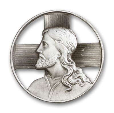 Christ Visor Clip - Antique Silver