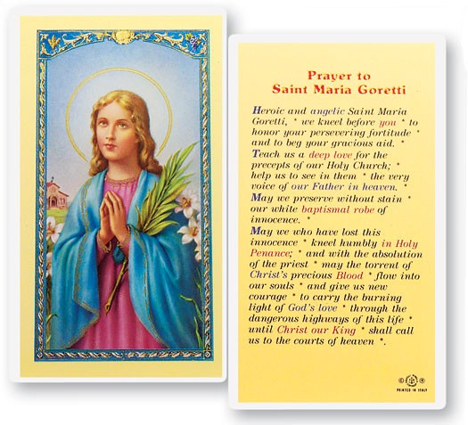 Prayer To St. Maria Goretti Laminated Prayer Card - 25 Cards Per Pack .80 per card