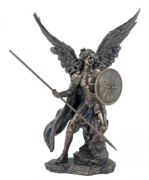 St. Raphael Bronzed Resin Statue - 13.5 Inches - Bronze